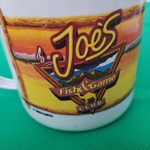 Vintage Joe Camel Joe's Fish and Game Club Cigarette Metal Tin Cup Mug 1993